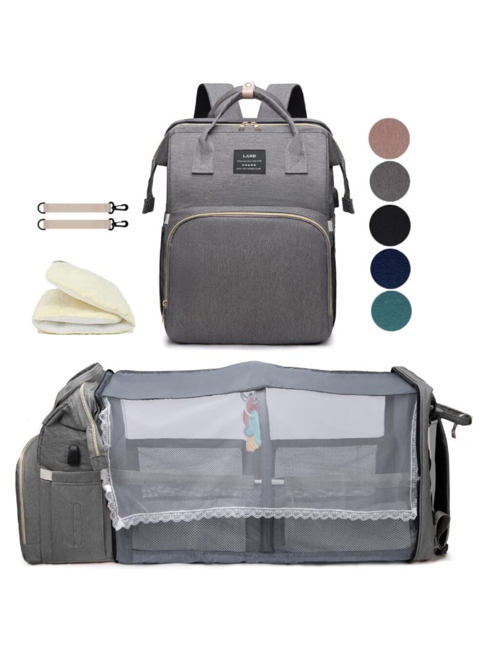 Diaper Bag Backpack with Changing Station 25L Large Capacity